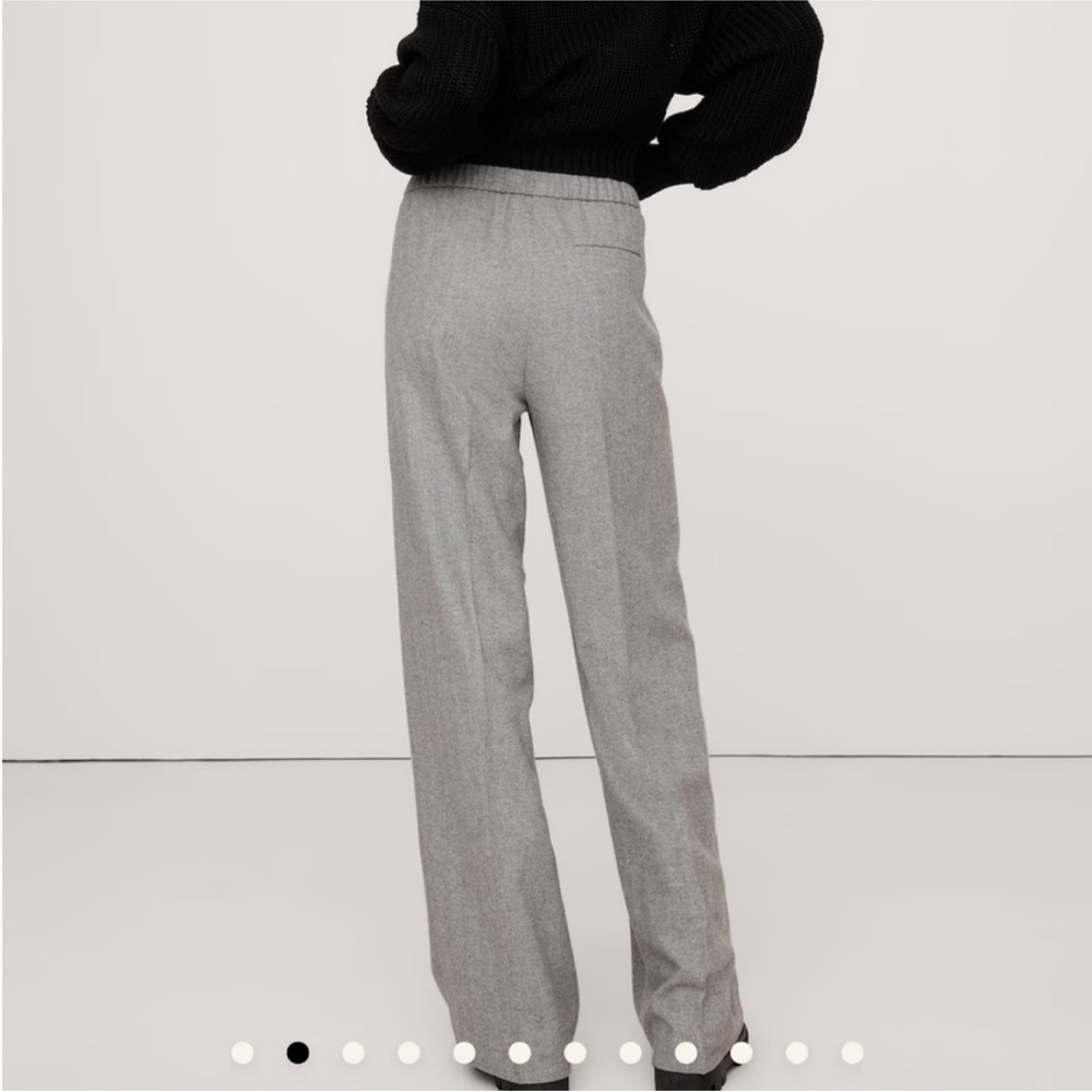 Banana Republic Woman’s Wool Gray Herringbone Pull-On Trouser Pants Size XL - Picture 4 of 10